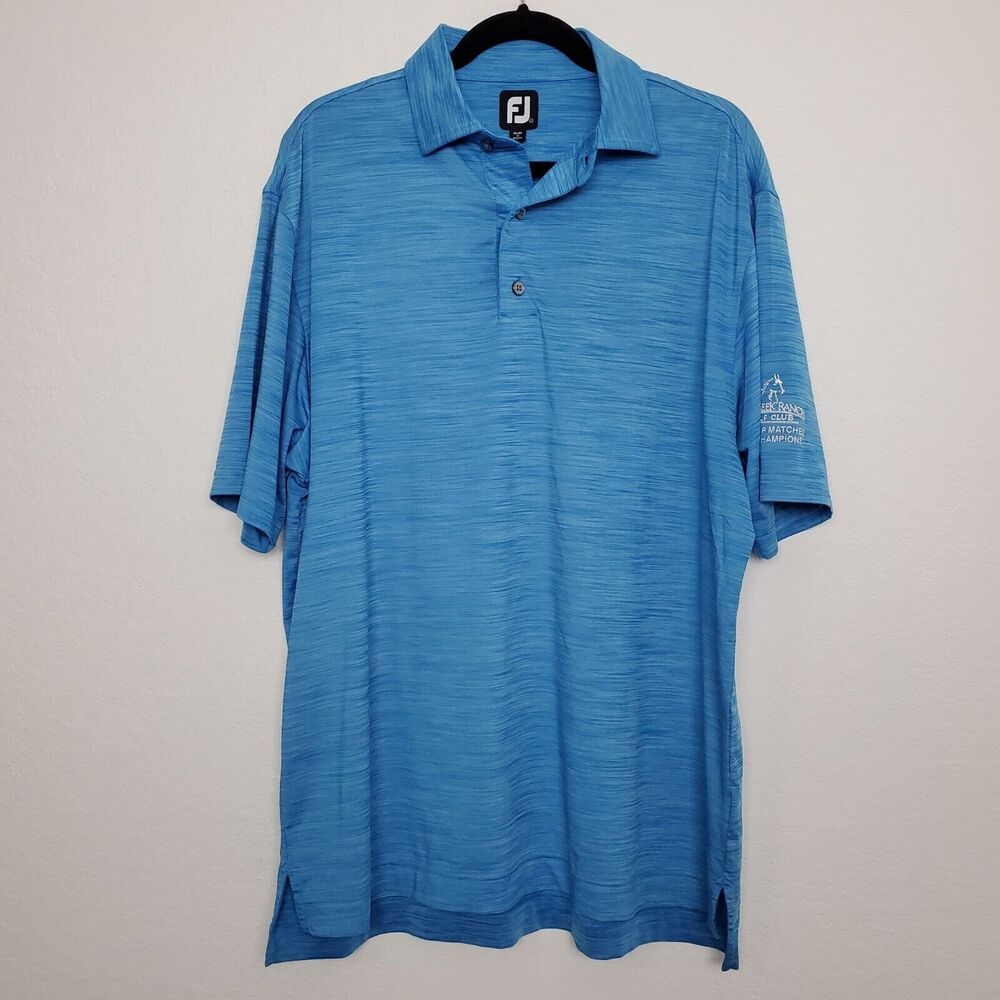 FootJoy Mens Golf Polo Size L Blue Short Sleeve Logo
